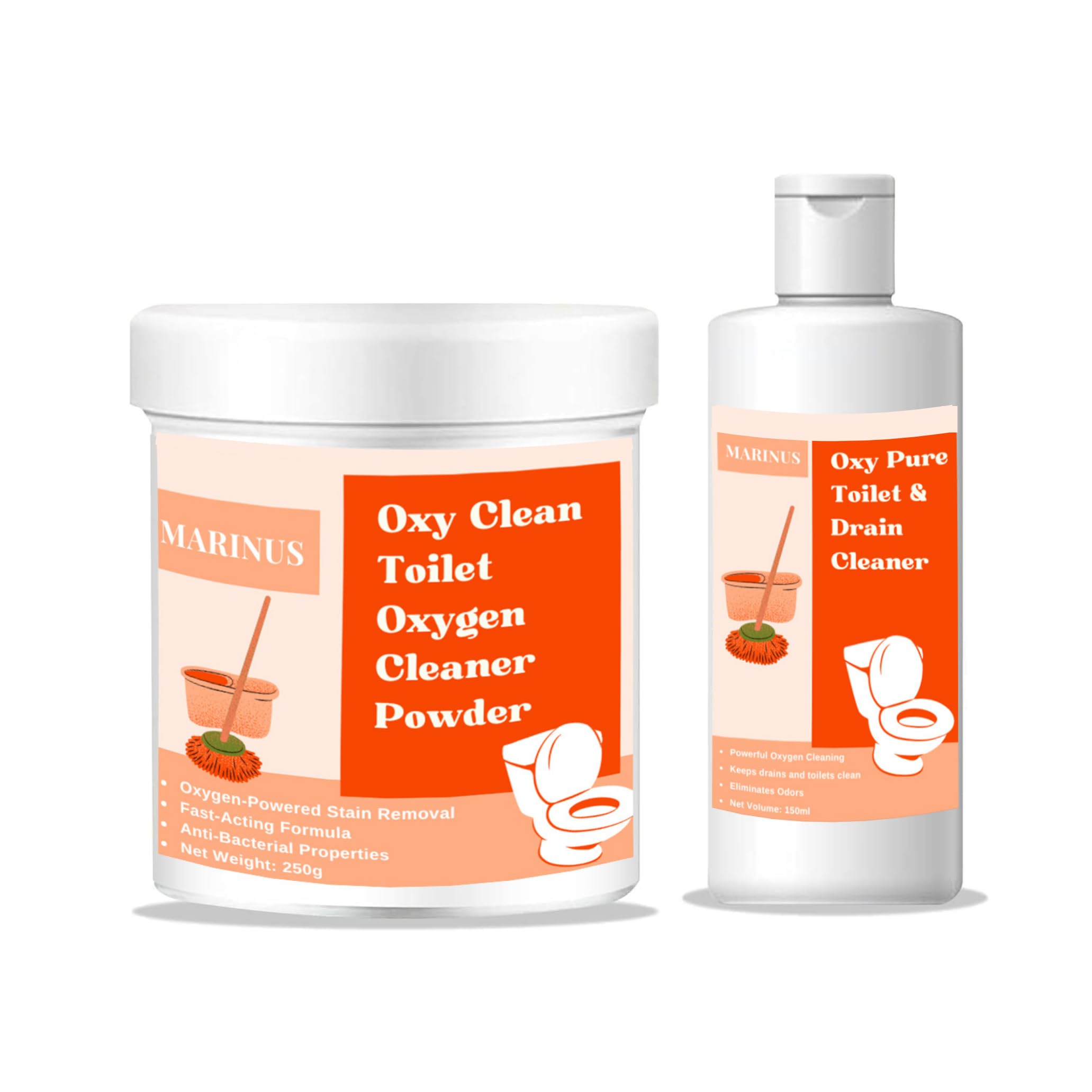 Marinus Oxy Clean Toilet Oxygen Cleaner Powder (250g) & Oxy Pure Toilet & Drain Cleaner (150mL) Combo Pack - Toilet Cleaning Solution for Stubborn Stains, Odors, and Clogs. (B0DFY921V4) Amazon Price History, Amazon Price Tracker