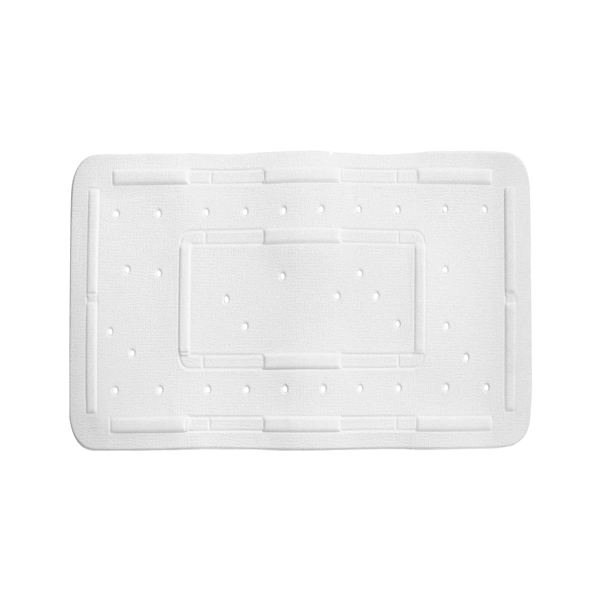 Blue Canyon White Nonslip Cushioned Softee Cushion Walk-In Shower Mats, Quick Dry Bathmat For Shower With Drain Holes, Mould Resistant Bathroom Accessory, Durable Bath Rug Runner 50X90 Cm –