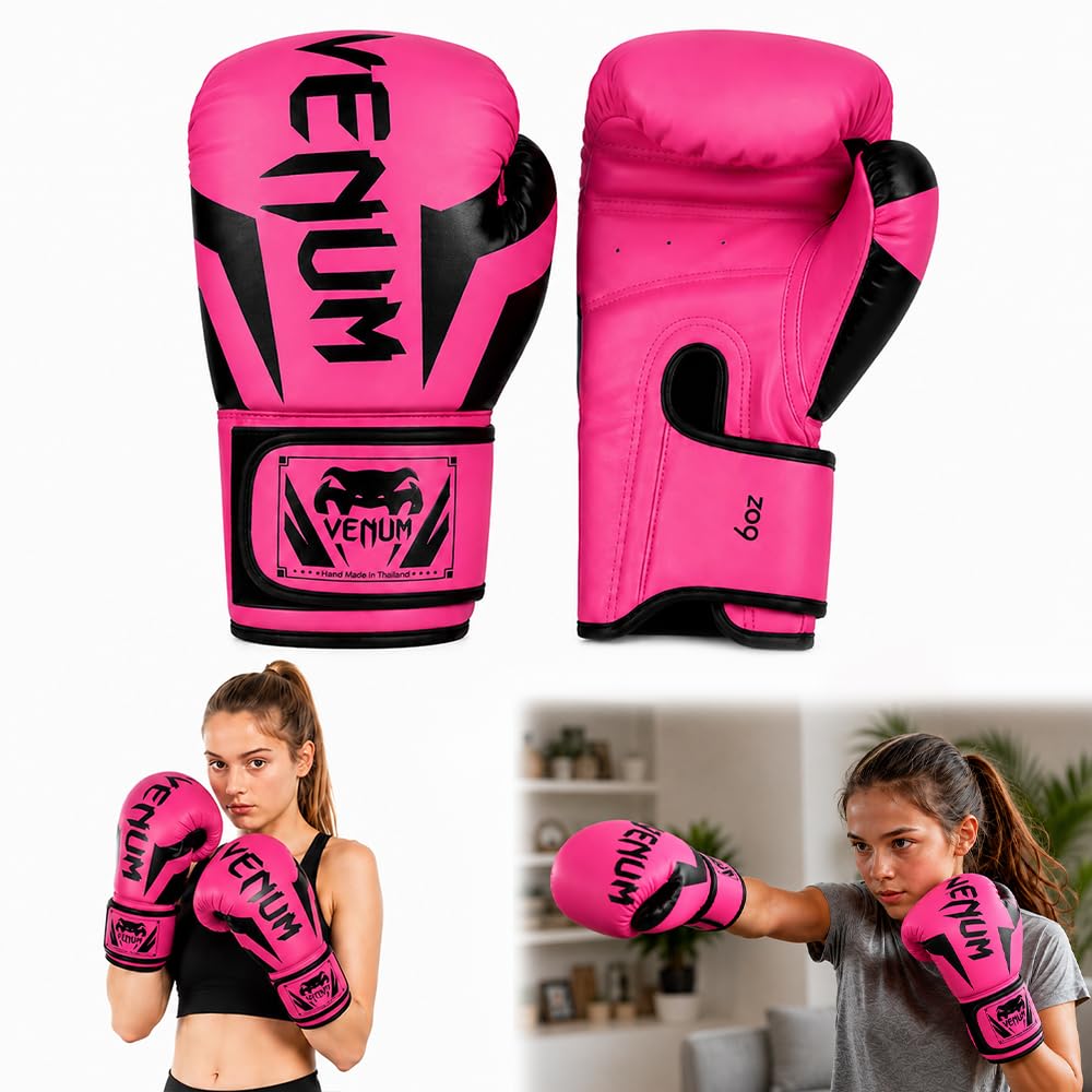 Kids Boxing Gloves 6oz with Breathable Mesh & Adjustable Wrist Strap, Pink