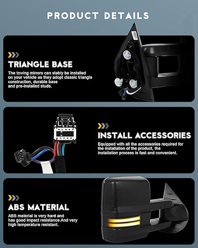 Vista 21 de OCPTY Espejos de remolque para Gmc C2500 1988-2000 para GM 1988-2000 para Chevy para Gmc 1988-2001 para Gmc C/K 1500/2500 Suburban/Yukon 1992-1999