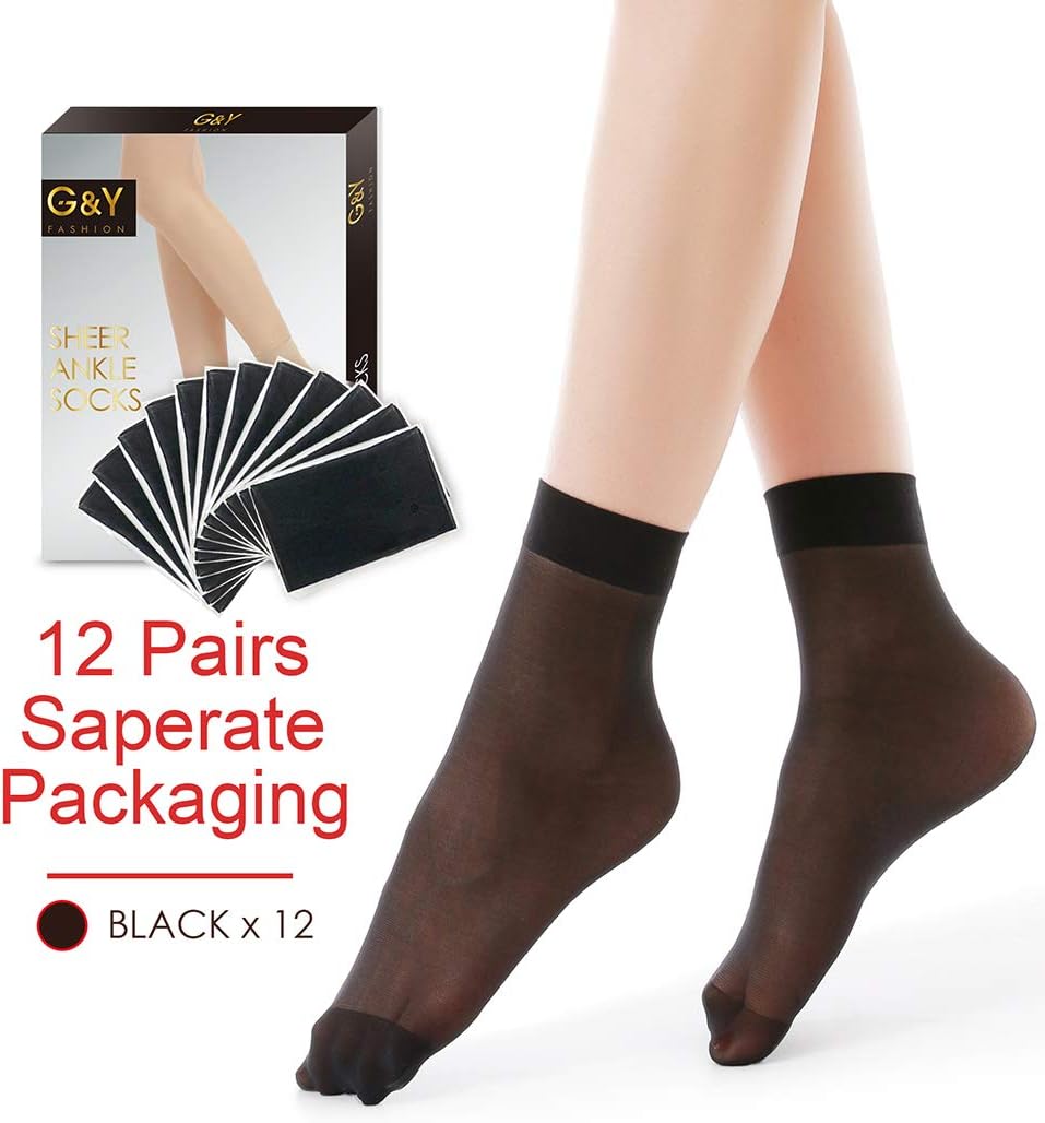 G&Y 12 Pairs Ankle Nylon Socks for Women - 20D Sheer Pantyhose Socks - Image 6