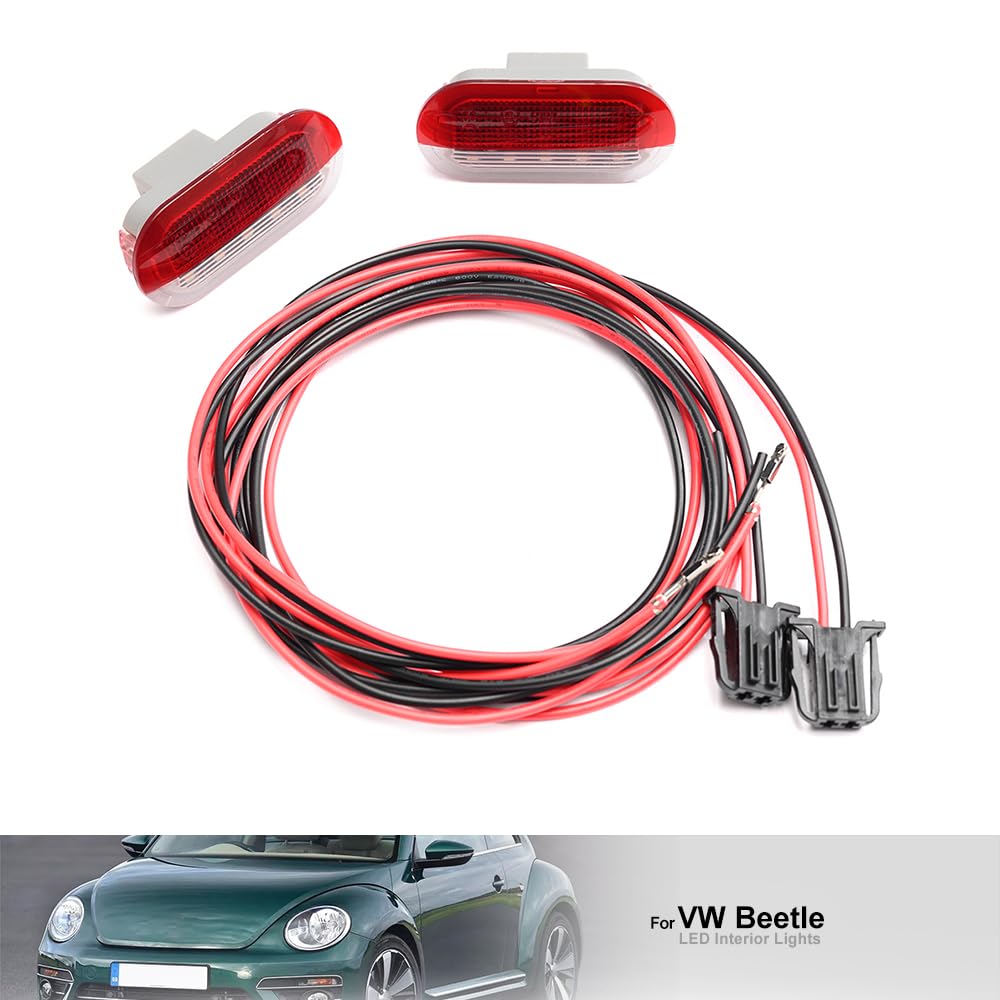 lumières de courtoisie de porte LED rouges pour V.W Golf III Beetle New Beetle Polo 9N3 Caddy III Tour.an I lampe d'avertissement de porte latérale lampe d'entrée de porte projecteur de porte