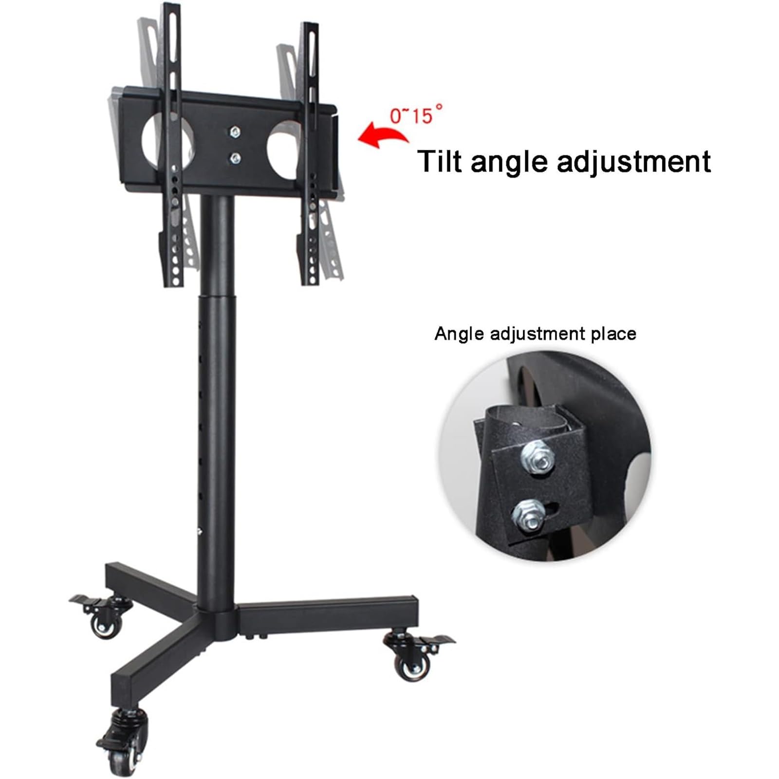Carrello Porta TV Mobile con Ruote - Supporto da Pavimento per TV LCD, Supporto da Pavimento Portatile Regolabile in Altezza per TV da 14-32 Pollici, Portata 30 kg/,