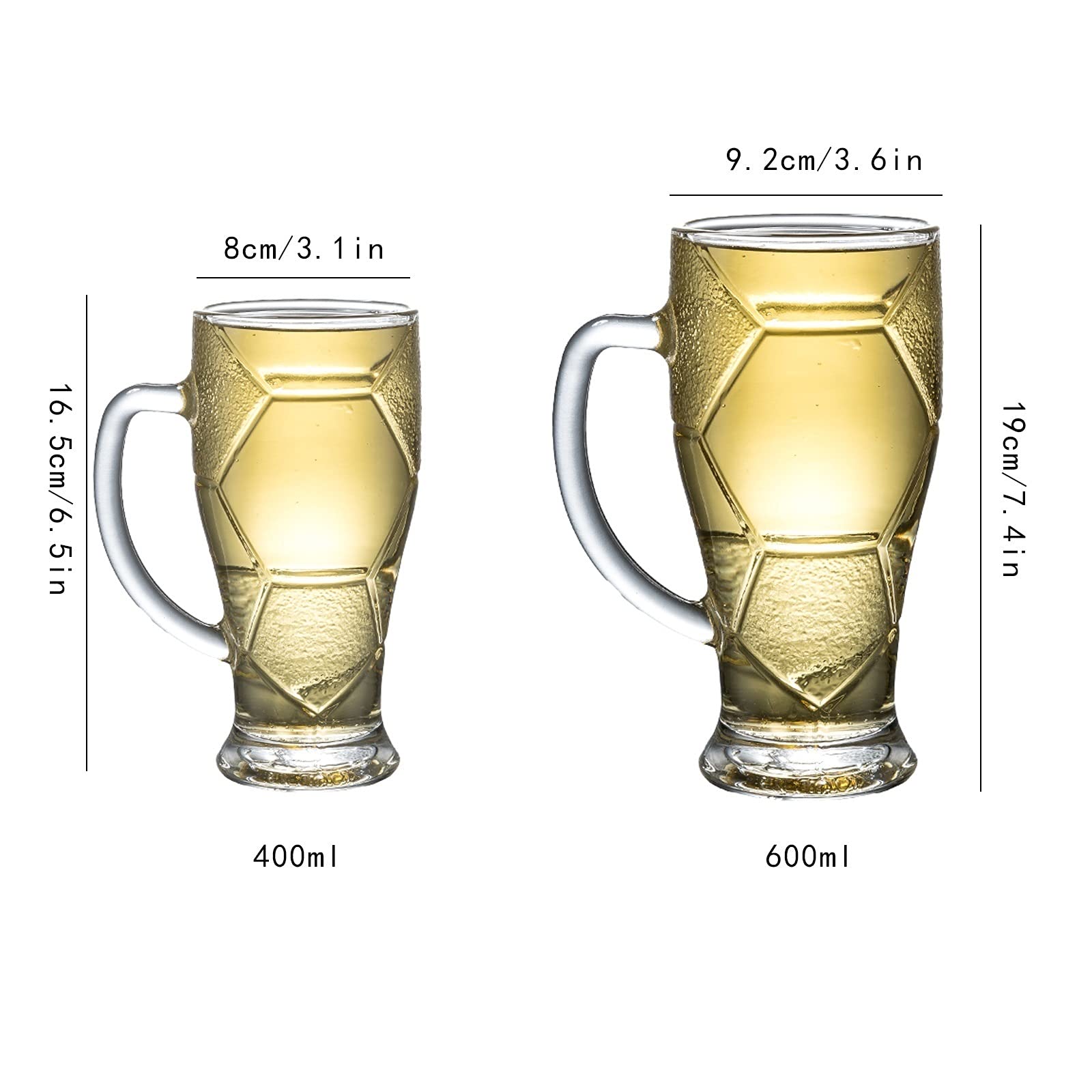 MRKU Bierbecher Bierkrüge 14/21oz Glasbierkrüge mit Henkel Großes Bierglas Klassische Biergläser für Männer Bierkrug