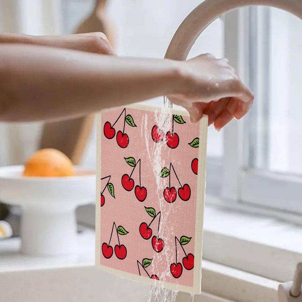 4 Strofinacci Svedesi Riutilizzabili Per Cucina - Panni Assorbenti In Cellulosa E Cotone - Lavabili E Biodegradabili - Set Con Motivi Vivaci - 3