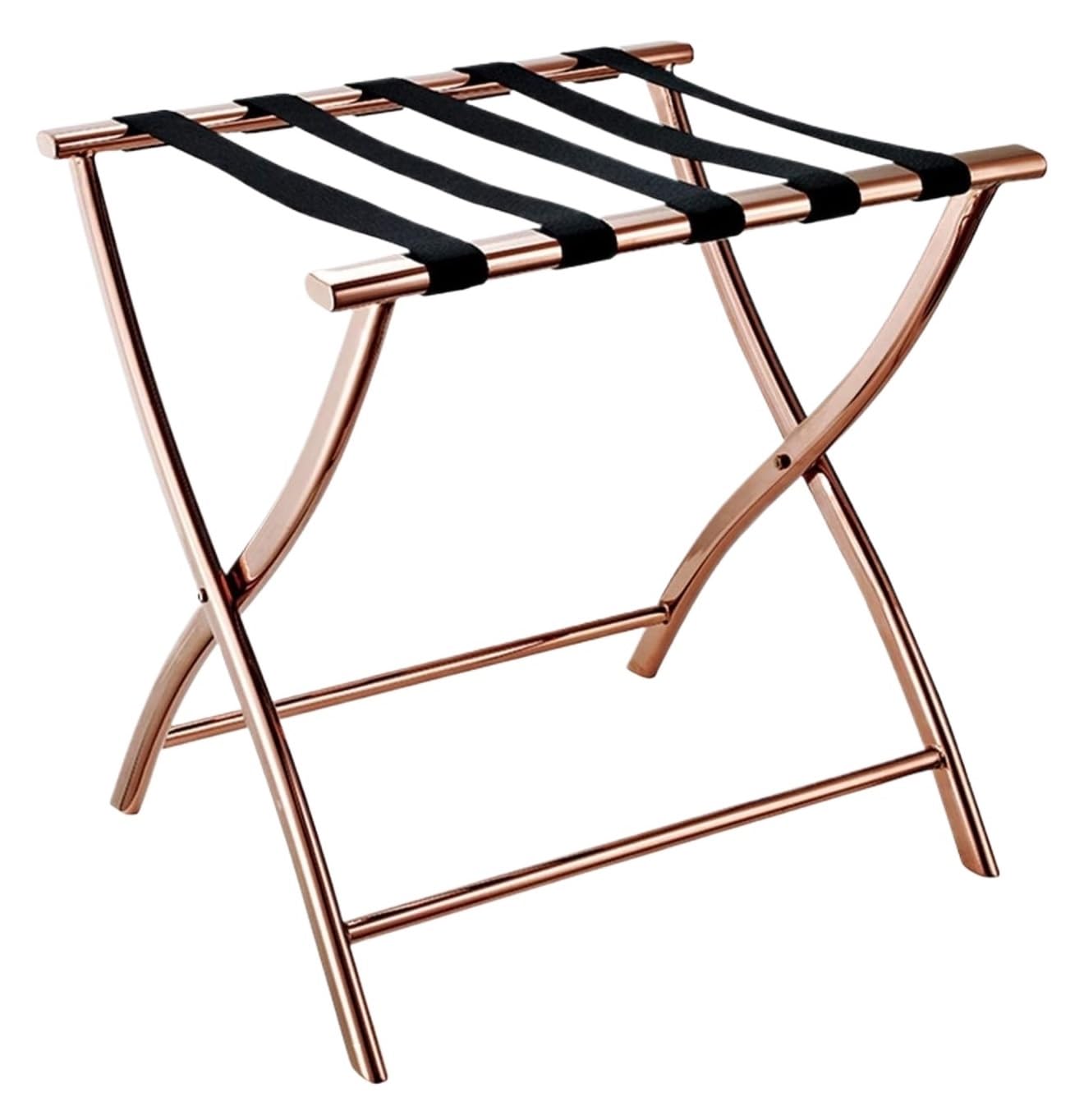 Portaequipajes Soporte Para Maletas Portaequipajes Plegables Del Acero Inoxidable Del Soporte De La Maleta Para El Dormitorio De Las Habitaciones Del Hotel Portaequipajes Para Hotel(Rose gold)