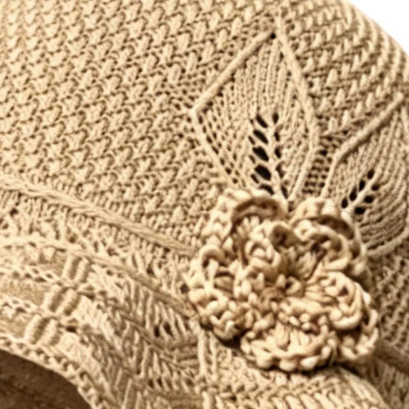 Sombrero tipo bucket de crochet para mujer con detalle floral miniatura 5
