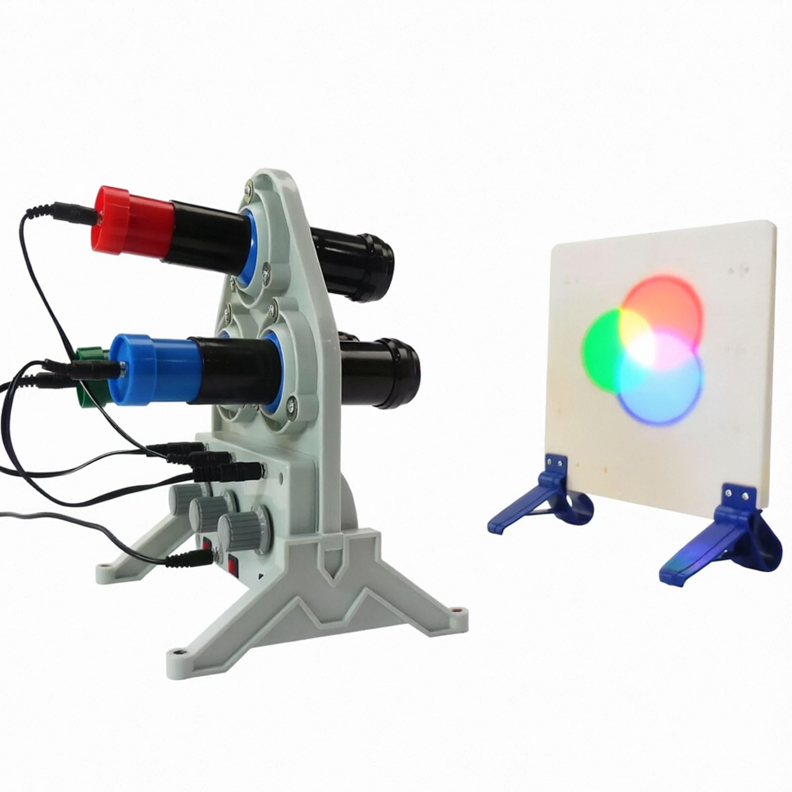 Three-primary Color Light Demonstrator, Rgb Three-primary Color Teaching Demonstration Lamp With Projection Screen, Light Source Direction, Intensity Adjustable, For Learning And Laboratories