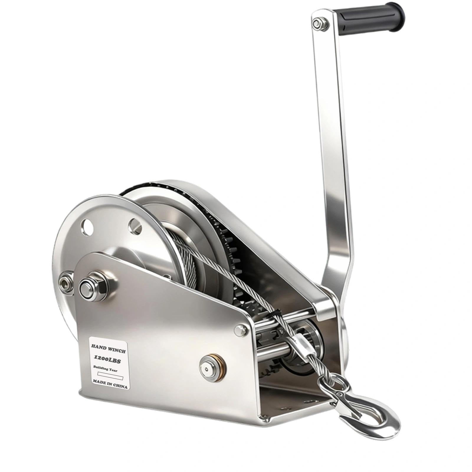 Verricello Manuale, Verricello Manuale Piccolo 1200lbs, Verricello Manuale Acciaio Inox per Traino di Veicoli, Barche e Attrezzature, Cricchetto Bidirezionale, Cavo in Acciaio da 10 m
