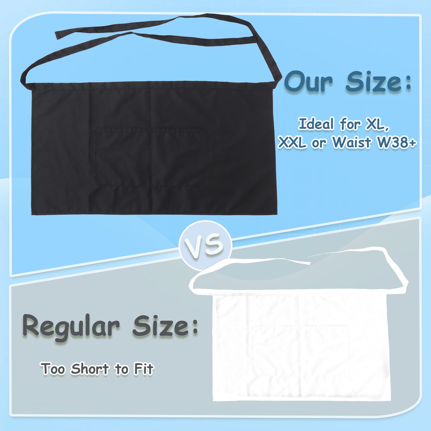 King Mills Grembiule da cameriere da bistrot unisex con tasche, taglia XL, XXL o vita W40+, extra large e lungo