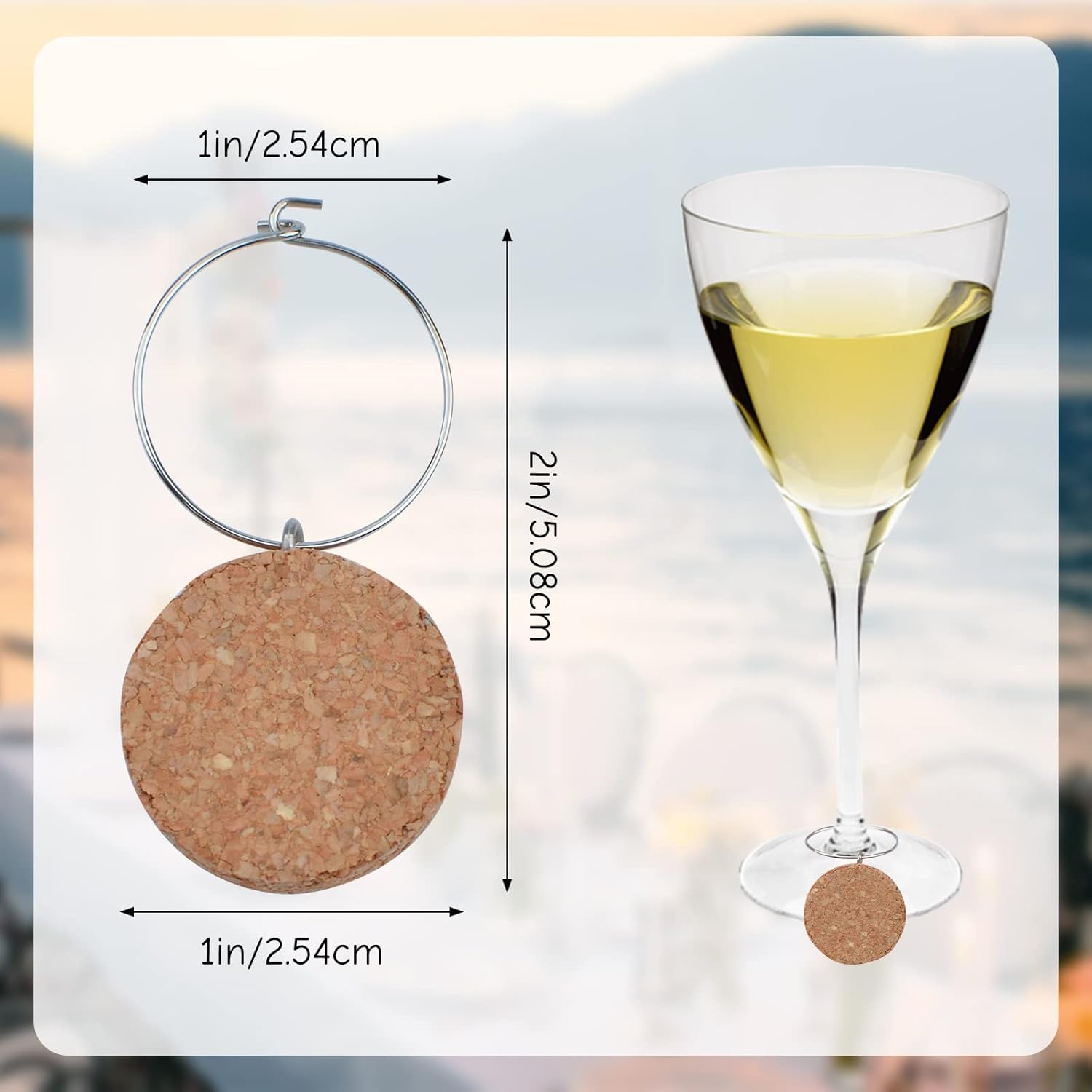 URROMA Blank Cork Wine Glass Charms 30 Pcs Wedding Wine Charms Personalized Drink Identifiers Wine Accessories Wine Glass Markers for Party Favors - Image 3