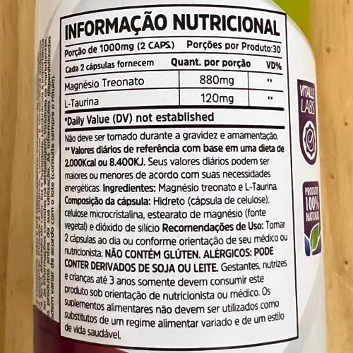 L-Treonato 1000mg 60 Cápsulas Nutrivitalle