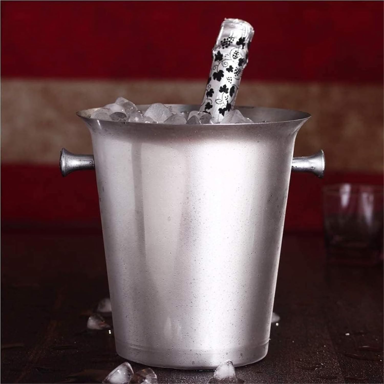 Ice Buckets for Parties, Golden Stainless Steel Double Wall Wine Bucket and Stand Holder