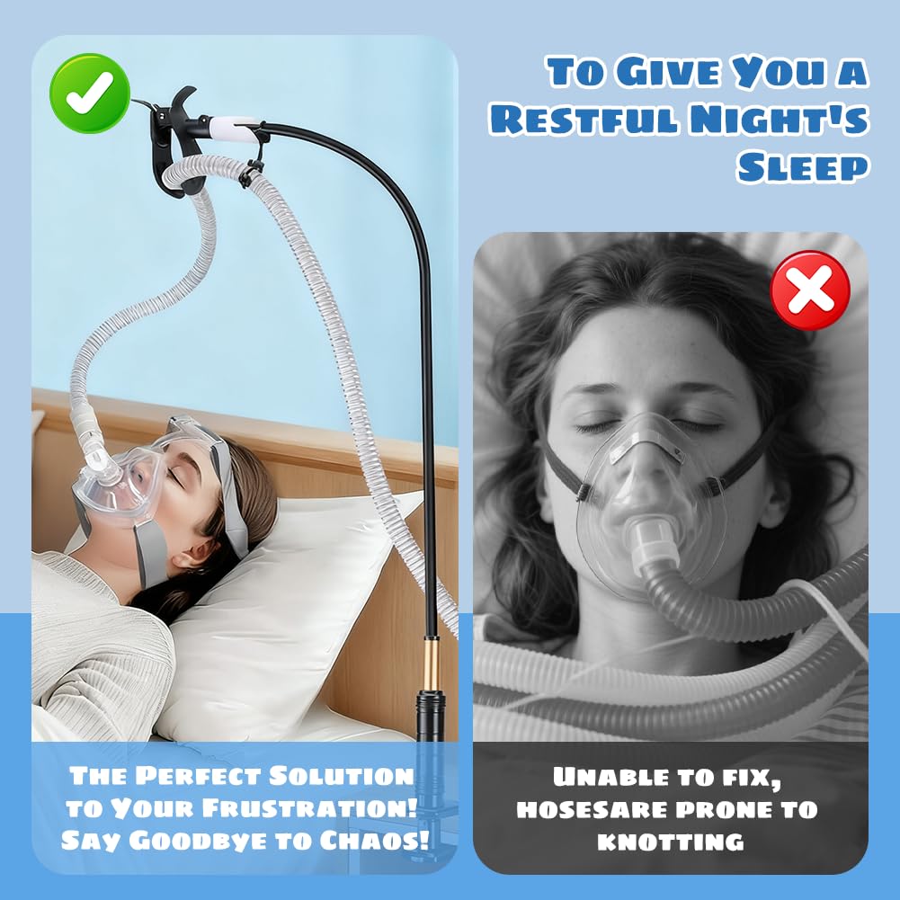 Support de tuyau CPAP avec 3 clips, bras pivotant réglable en hauteur, sans enchevêtrement, flexible et robuste