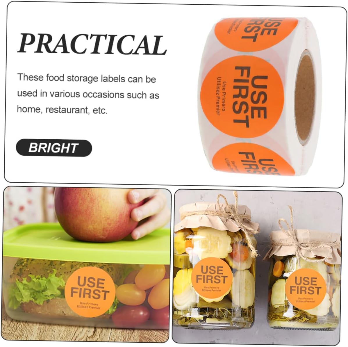 VILLCASE 4rolls Use First Self-Adhesive Food Inventory Control Labels for Home and Restaurant Stickers Labels Per