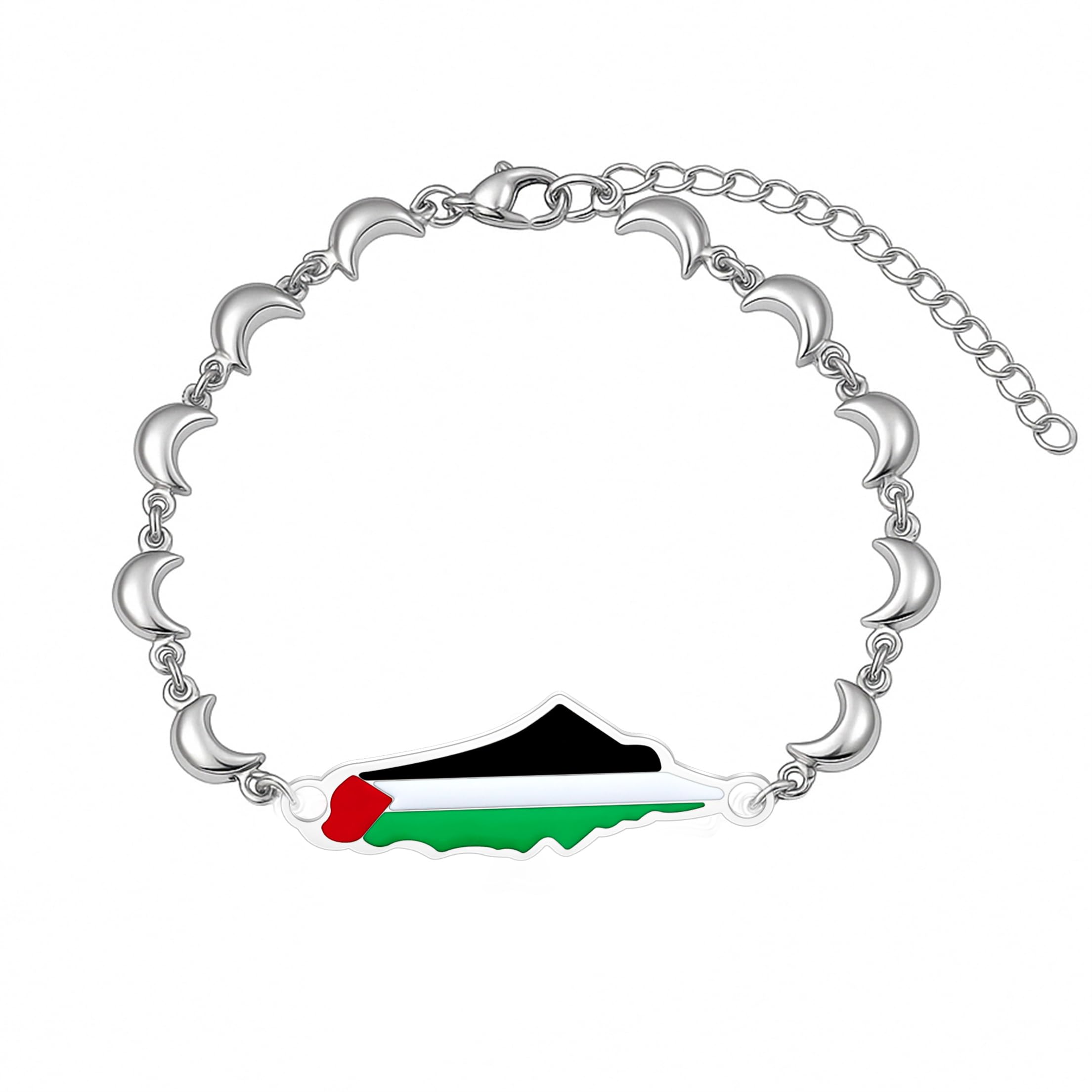 パレスチナ国旗 ムンドリップオイルチェーンブレスレット | パレスチナ文化シンボルジュエリー | ハンドメイド 平和なパレスチナプライドブレスレット | 中東スタイル YA5885
