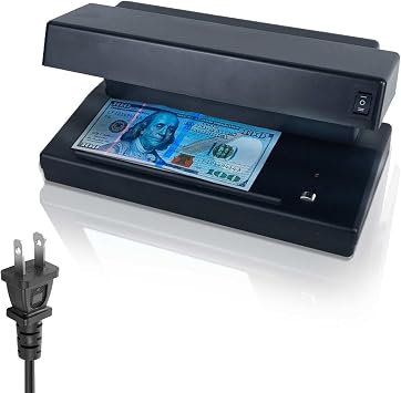 كاشف فاتورة التزييف مع ضوء الأشعة فوق البنفسجية Powerfull 2 * 6W ، الكشف المغناطيسي واكتشاف العلامات المائية ، مناسب لجميع العملات ، بطاقات الائتمان والهويات ، أسود