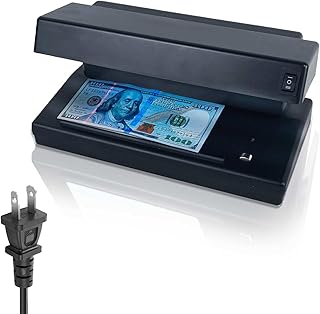 TIHOO Counterfeit Bill Detector with Powerfull 2 * 6W UV Light, Magnetic Detection and Watermark Detection, Suitable for All Currencies, Credit Cards and IDs, Black