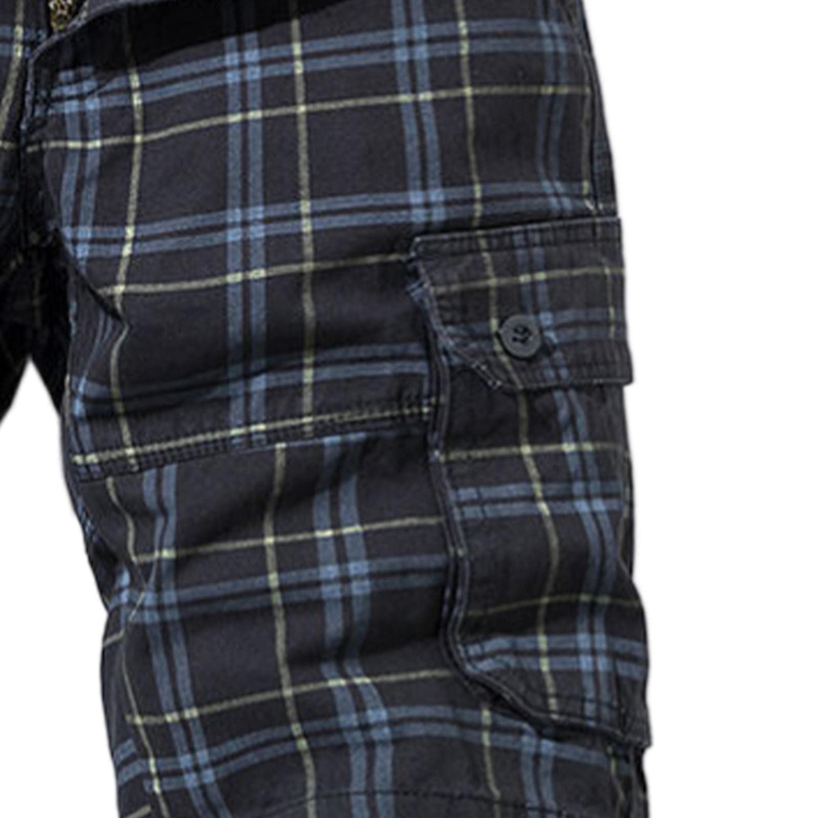Pantalones cortos cargo para hombre, con estampado a cuadros, pantalones cortos de trabajo casuales de verano, pantalones cortos de estilo urbano, pantalones capri casuales hasta la rodilla
