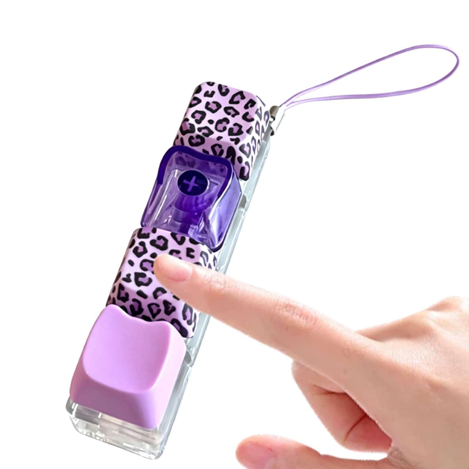 Leopard Print Keyboard Fidget Toy Keychain Mechanical Switch Stress Relief Clicker Mini Portable Sensory Toy with Lanyard for Office Backpack Bag Anxiety Relief