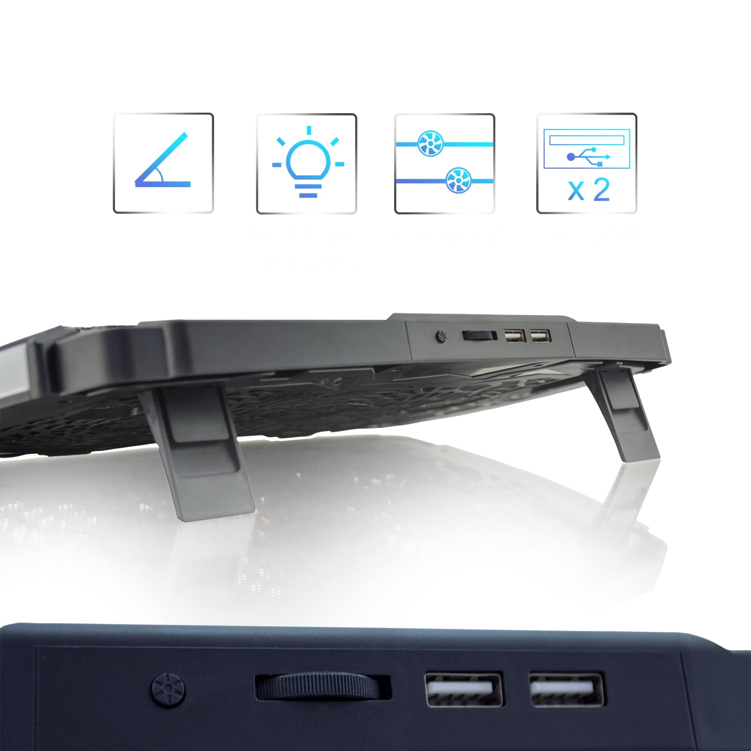 AABCOOLING VELA -Podstawka Chłodząca do Laptop-ów Gamingowych 10-17", 3 Ciche, Wydajne Wentylatory LED - Podświetlenie RGB, Nóżki Zwiększające Wysokość i Kąt, Lekkie i Wydajne Chłodzenie Podkładka
