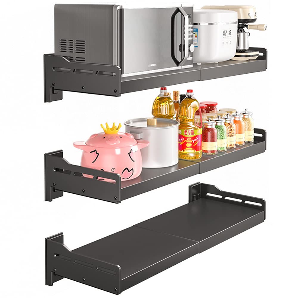 Microwave Oven Holder Wall Mounted Single layer Kitchen Bracket Hanging Rack Oven Stand Storage Organizer for Microwave Oven Wall Mount Bracket Load 75kg (50-80 * 40CM)