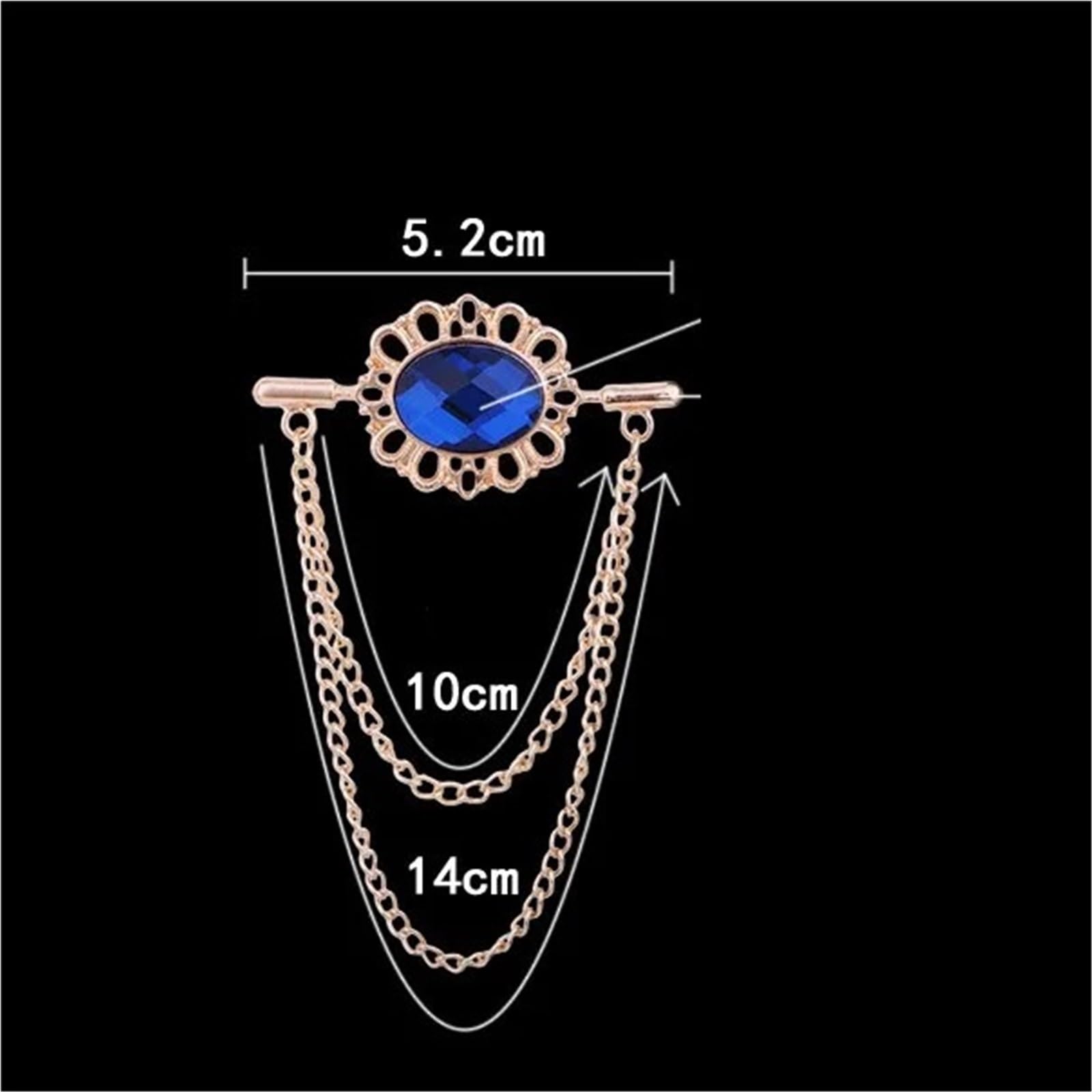Cadena para broche, Broche vintage con borlas y cadena ovalada de diamantes imitación para hombre broche hebilla para solapa mujer traje camisa ropa