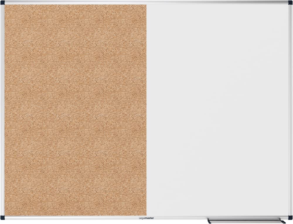 Legamaster Unite - Pizarra blanca combinada de corcho (90 x 120 cm), pizarra blanca magnética y grabable, para fijar imágenes y planos, hecha de corcho 100% natural