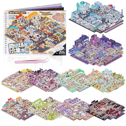 10PCS Big Size Stickers Scene Books DIY 3D House Scenes Sticker Book