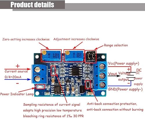 Miniatura 4 de Acxico 4 unids módulo convertidor de corriente a voltaje 04-20mA a 0-3.3V 0-5V 0-10V Transmisor de voltaje Conversión de señal Placa de