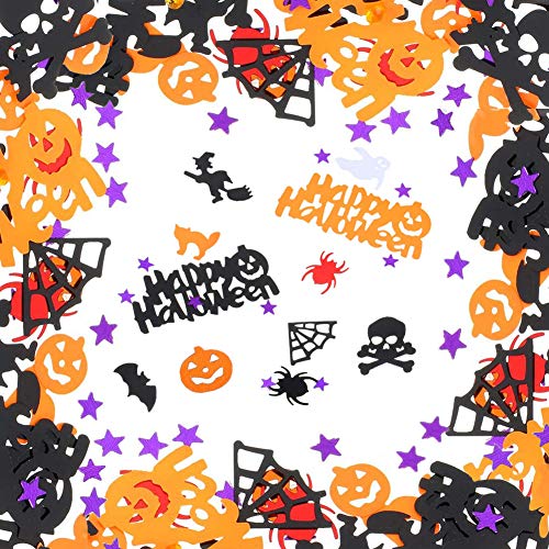 Décoration de table Halloween - Araignée - Sorcière fantôme - Crâne de citrouille - Confettis pour Halloween - Décoration de fête Cover