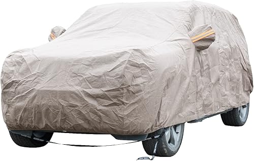 Miniatura 74 de Tecoom Funda para Automóvil Impermeable Todo Clima, Cubierta Completa Exterior Sin Cremallera y Bolsillos para Espejo, Resistente al Viento, Sol