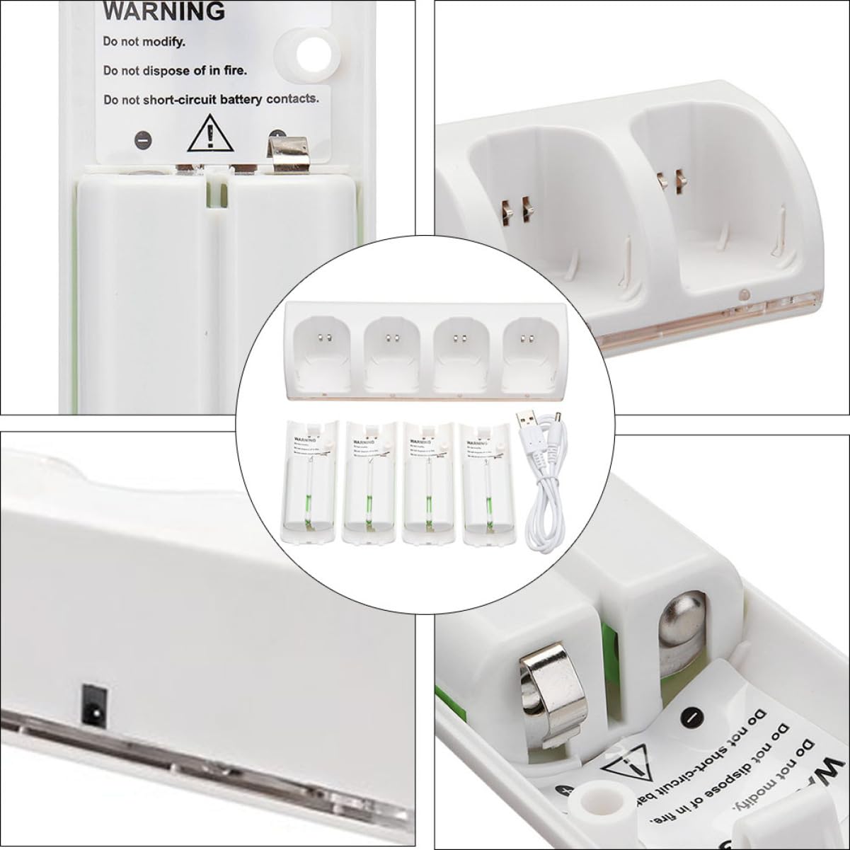 Caricatore Batterie a 4 Slot USB Bianco, Set 1 Pezzo