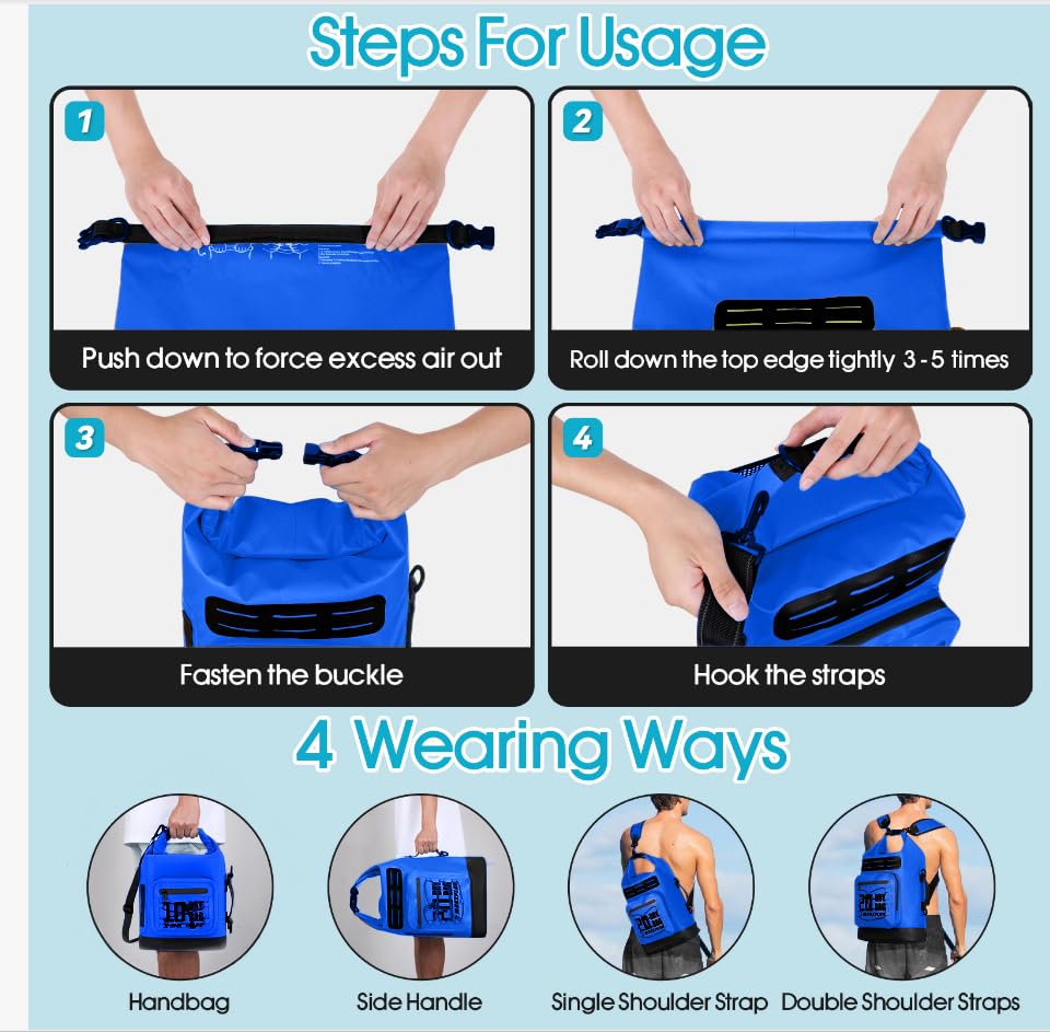 Image of MORXPLOR Dry Bag Waterproof,5L /10L /20L /30L /40L /55L Roll Top Dry Bag Backpack with WaterProof Phone Case for Swim,Kayak