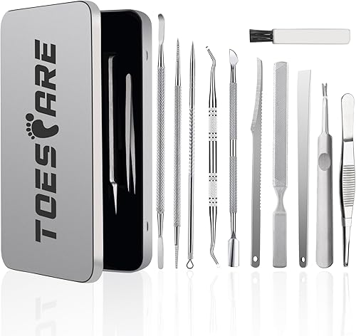 Kit de herramientas de uñas encarnadas de 11 piezas, kit profesional de eliminación de uñas encarnadas para kit de podología y pedicura, corrección