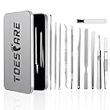 11pcs Ingrown Toenail Tool Kit - Professional Ingrown Toenail Removal Kit for Podiatry Kit and Pedicure - Toenail Ingrown Correction Complete with Ingrown Toenail File Lifter, Sidewall Cleaner