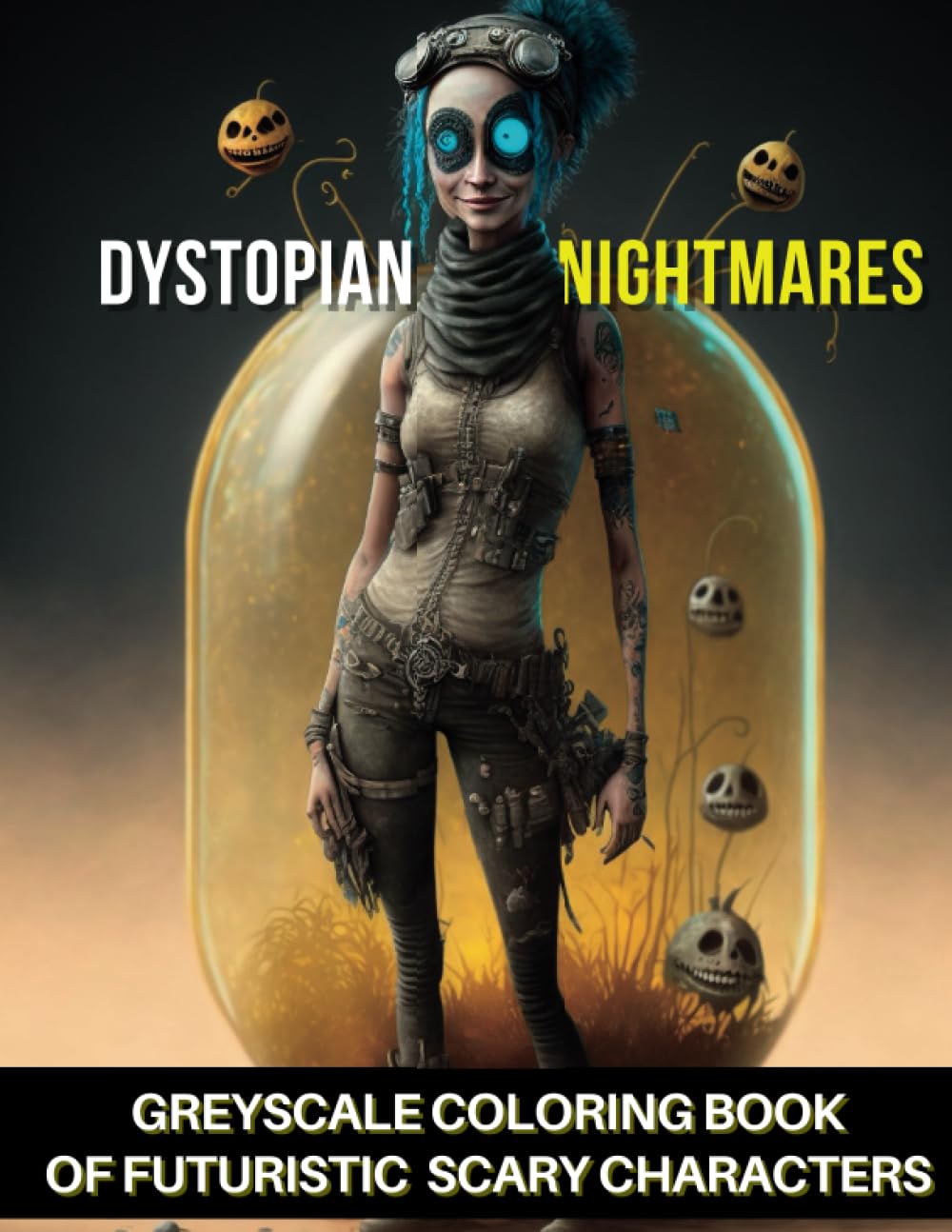 Dystopian Nightmares , Greyscale Coloring Book of Futuristic Scary Characters: An Adult Coloring Book with Monsters and Creepy Creatures From the Future