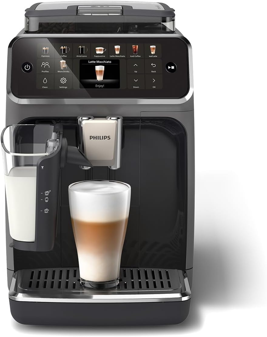 Philips Serie 5500 Kaffeevollautomat – LatteGo Milchsystem, 20 heiße und kalte Kaffeespezialitäten, 40% leiser mit SilentBrew, QuickStart, Schwarz/Grau (EP5544/50) - 4