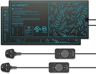 AC Infinity SUNCORE A3X2, Dual Waterproof Seedling Mat with Heat Controller 25x50cm, UL & MET Certified Heating Pad, for Indoor Gardening, Hydroponics, Germination, Cloning, 10" x 20.75"