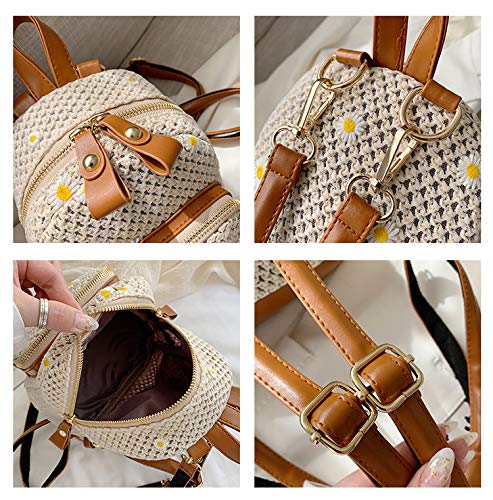 Zaino per borsa da spiaggia in paglia per donna borsa a tracolla in rattan intrecciato a mano
