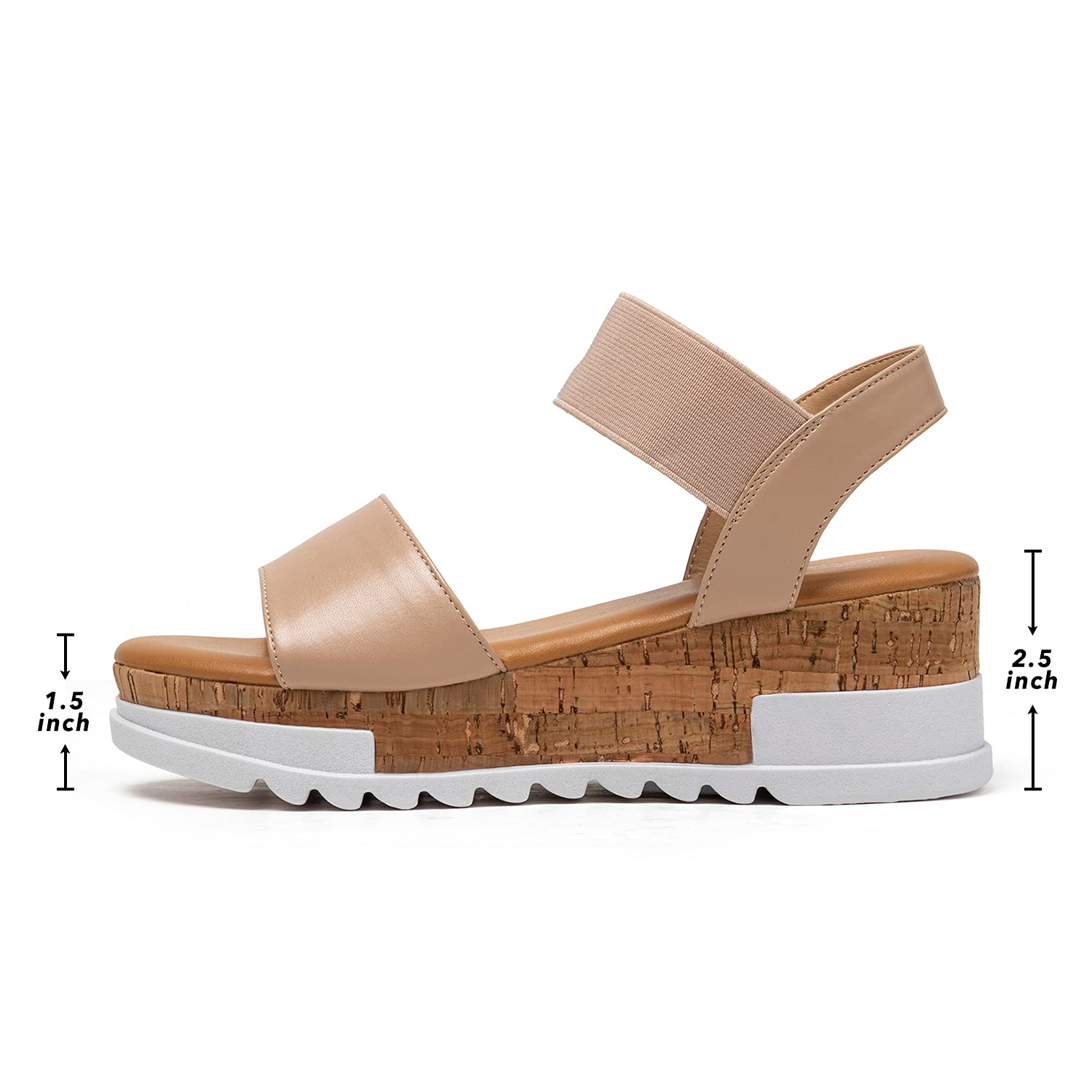katliu Women's Wedge Platform Sandals Elastic Ankle Strap Cork Platform Sandals
