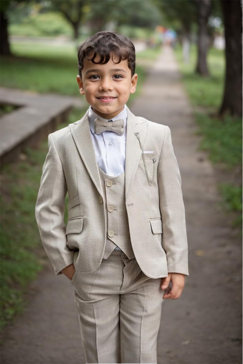 Ragazzi Abito Da Sposa In Lino Ragazzi Suit Outfit 3pcs Bambini Smoking Per Bambini Partito Prom Abiti Bianco Ragazzi Suit Plaid Suit