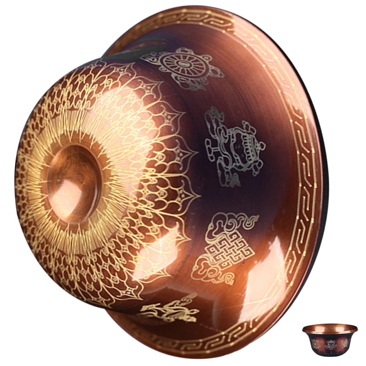 Taza de cobre vintage para altar budista labrada de alta calidad