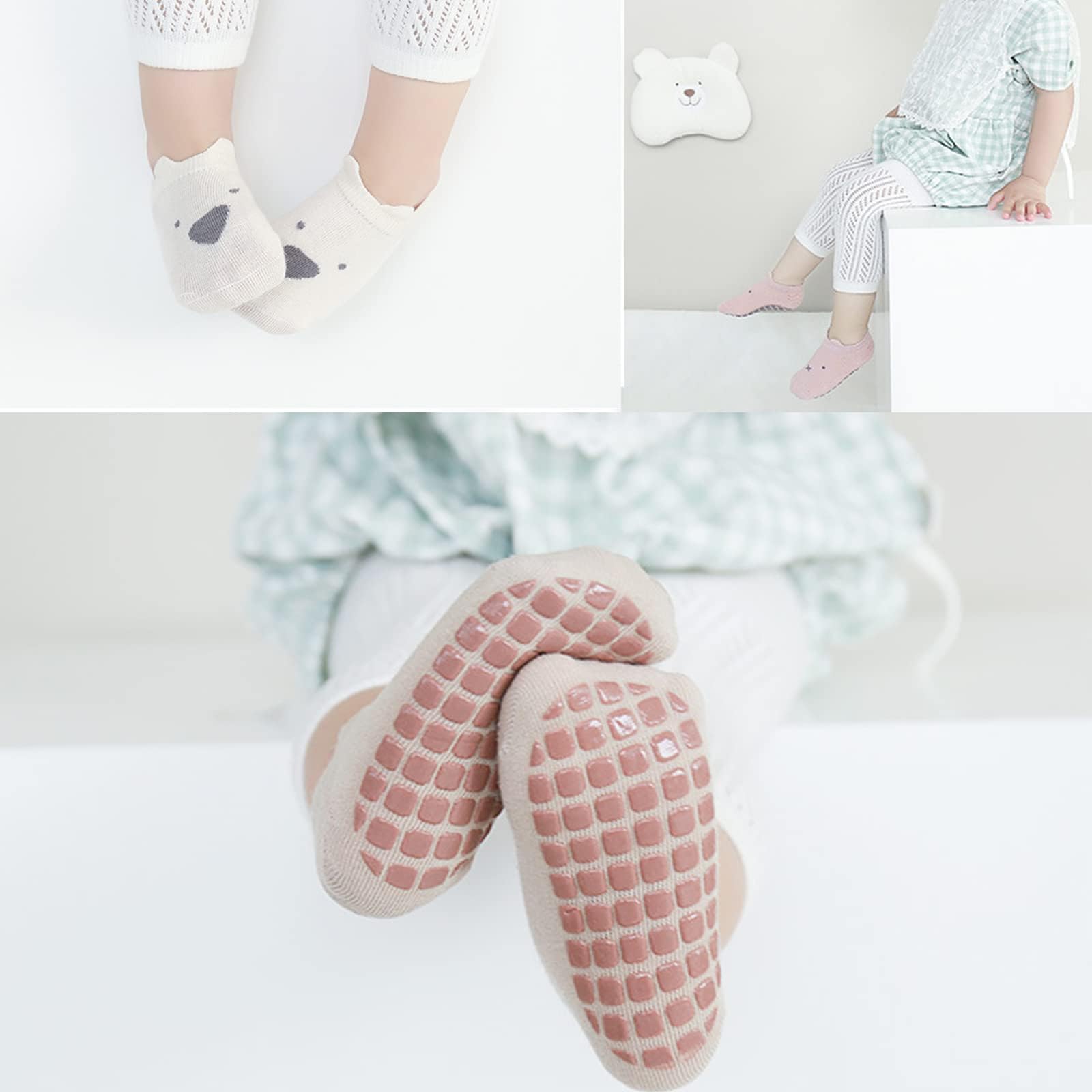 Baby Anti-Slip Ankle Skarpety Cute Cartoon Grips Skarpety Dla Niemowląt Maluch Chłopcy Dziewczyny 5/6 Para (B1-cat(5 pair),3-5 Years)