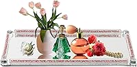 Vista 13 de Bandeja de vidrio de cristal, bandeja de maquillaje y perfume de espejo plateado con diamante triturado de 11.8" x 7.9", bandejas de joyería