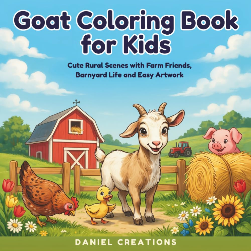 Goat Coloring Book for Kids: Cute Rural Scenes with Farm Friends, Barnyard Life and Easy-to-Color Artwork