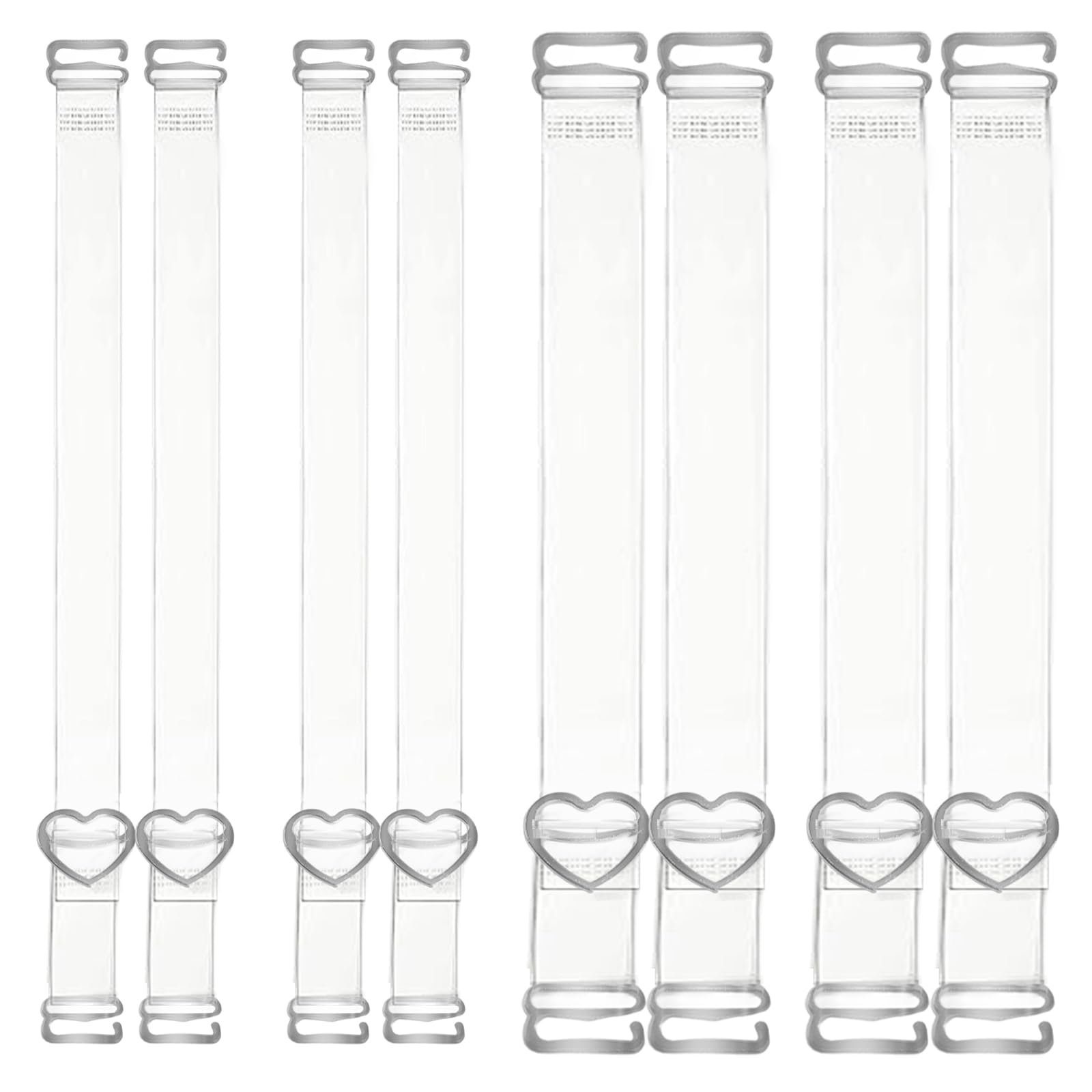 TAGMEIU 4 Pair Clear Bras Straps, 10mm/15mm wide Invisible Bra Straps, Soft and Adjustable, Suitable for women's strapless bra