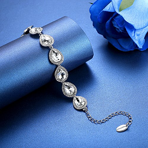 mecresh Flower Teardrop Clear Austrian Crystal Bracelet for White Day4