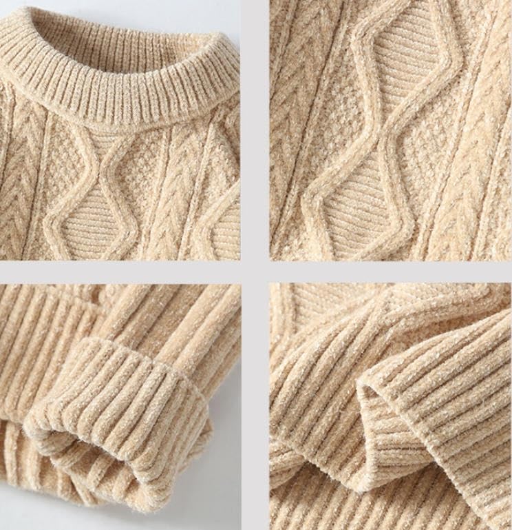 Winter Casual Round Neck Sweater Solid Color Base Knit