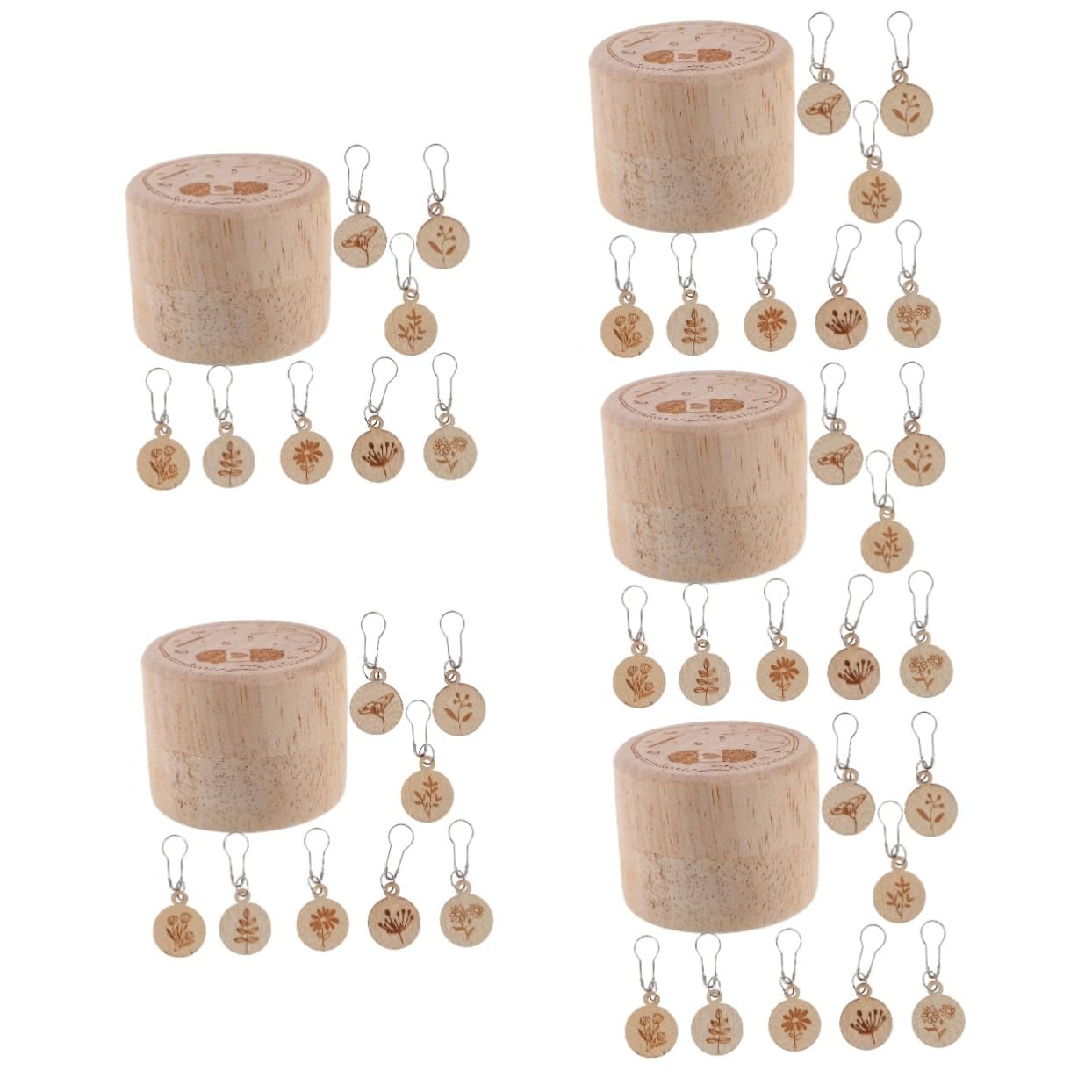 SHINEOFI 5sets Segnapunti Legno per Uncinetto e Maglieria Marcatore Punti Rimovibile con Scatola Legno per Cucire Ricamare e Lavorare Maglia